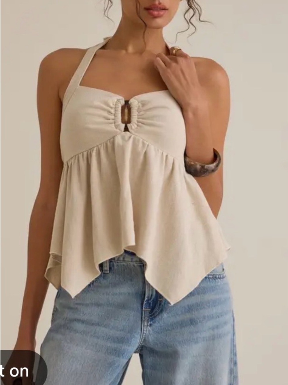 Altar'd State Cream Textured Halter Top